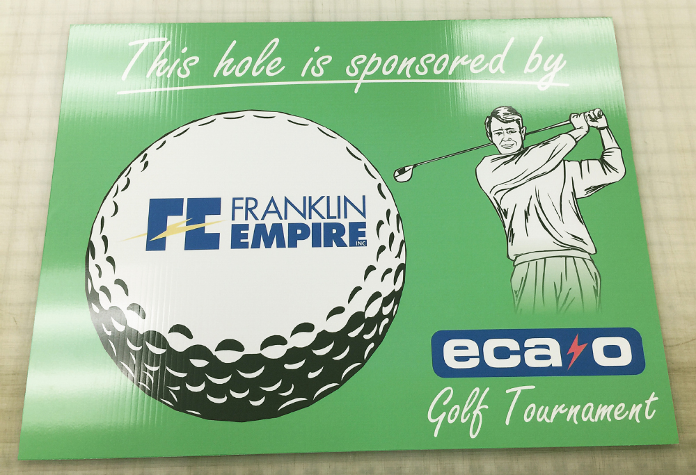 Cut vinyl signage, printed vinyl signage, printed and cut vinyl signage, banners, sidewalk signs, coroplast lawn signs, and frosted vinyl signage.